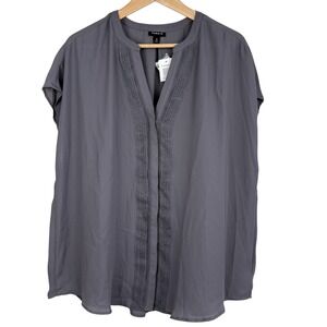 NWT TORRID Womens Gray Cap Sleeve V-Neck Lace Trim Top Size 0 (12 L) Cottagecore